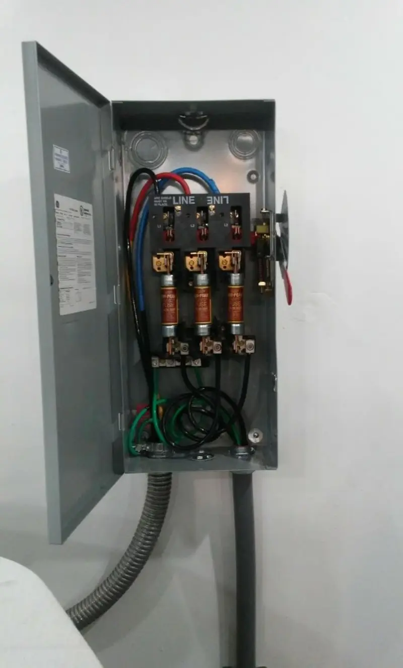 Three-phase disconnect switch installed for Smoke Detector Installation in Yorkshire